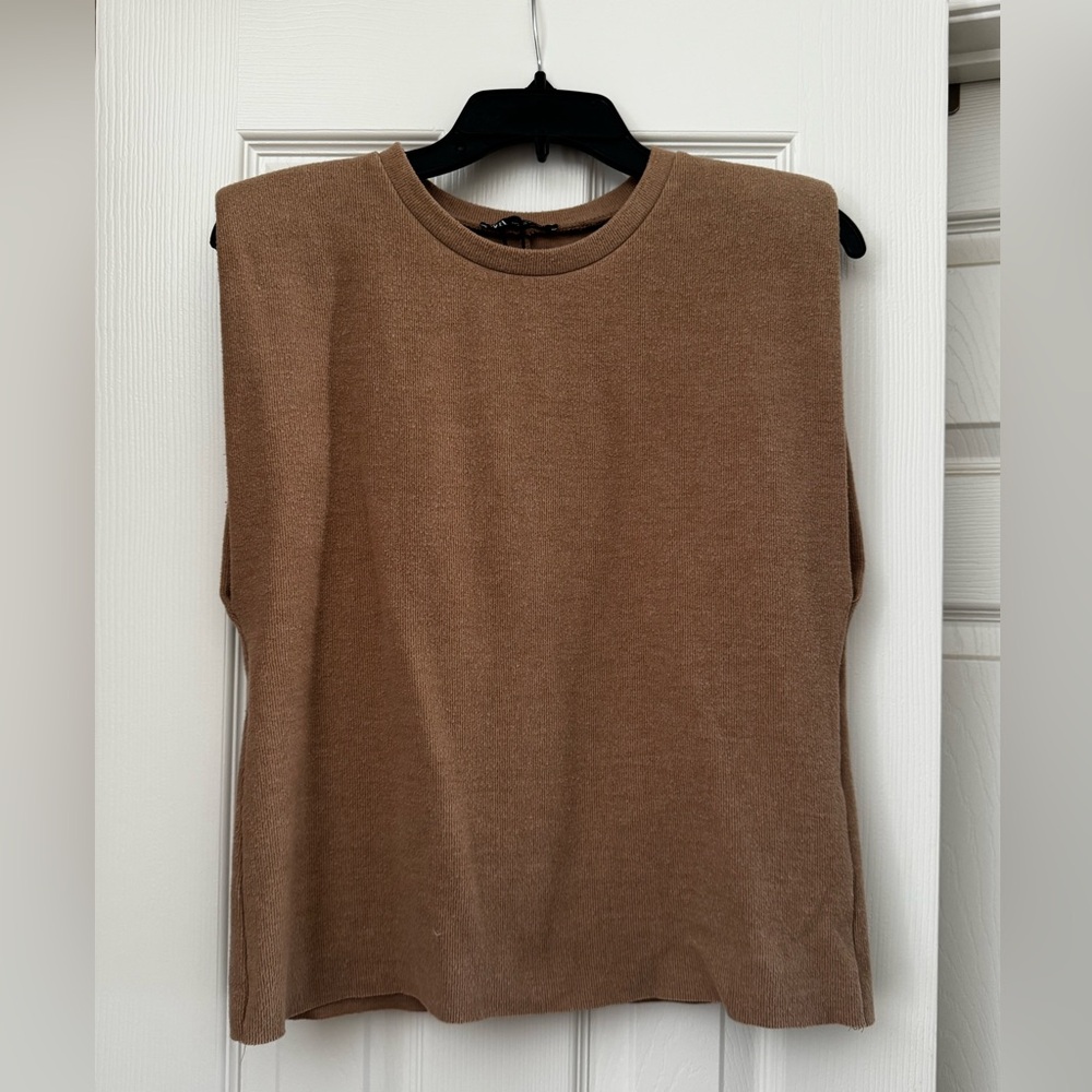 Zara Brown Sleeveless Sweater, S